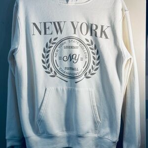 New York Graphic White Sweater